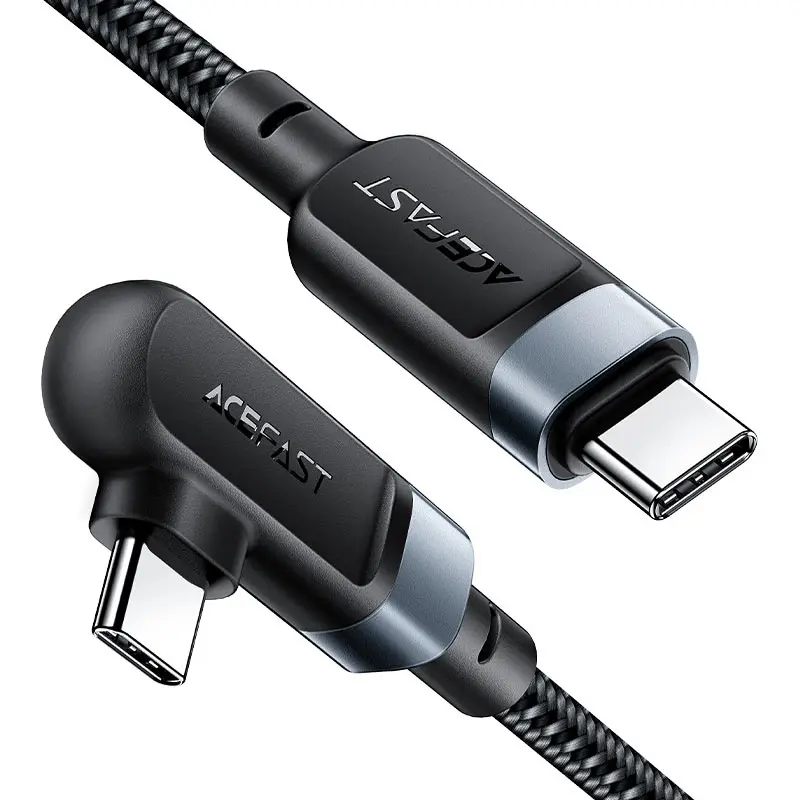 C5-03 USB-C to USB-C 100W right angled aluminum alloy charging data cable BLACK