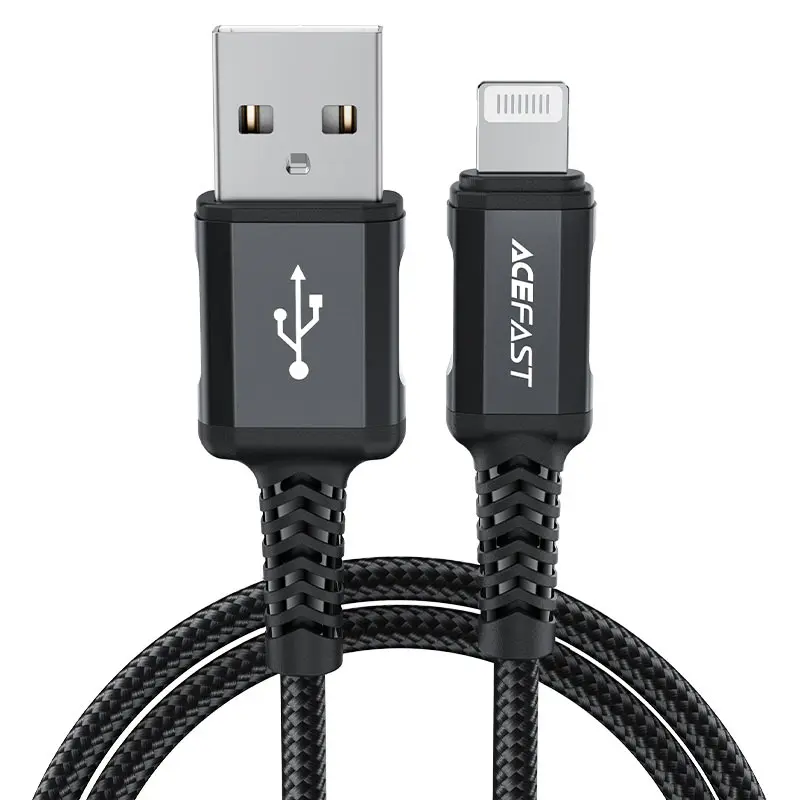 C4-02 USB-A to Lightning aluminum alloy charging data cable(1.8m) BLACK