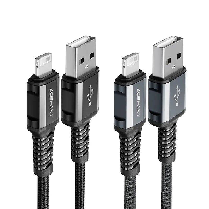 C1-02 USB-A to Lightning aluminum alloy charging data cable BLACK