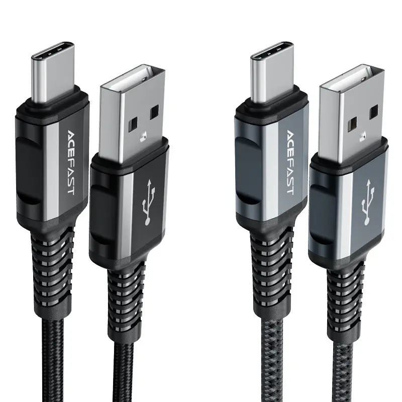 C1-04 USB-A to USB-C aluminum alloy charging data cable BLACK