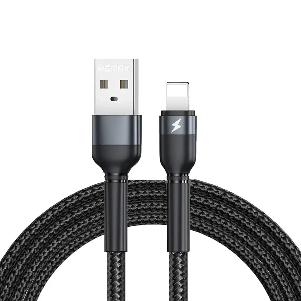 [REMAX] REMAX Jany Series Aluminum Alloy Braided 2.4A Data Cable  RC-124i Lightning BLACK