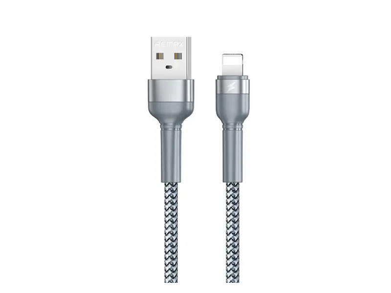 REMAX Jany Series Aluminum Alloy Braided 2.4A Data Cable  RC-124i Lightning SILVER
