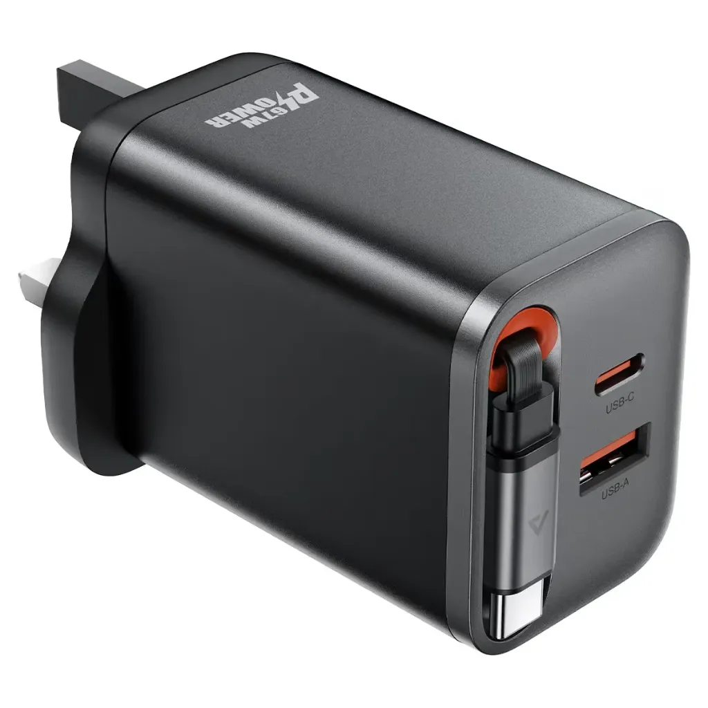 ACEFAST A138 PD67W GaN charger (2C+A) with retractable cable (UK)